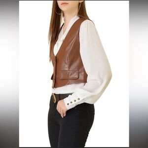New Look Faux Leather Vest In a Brown/Caramel Color.
